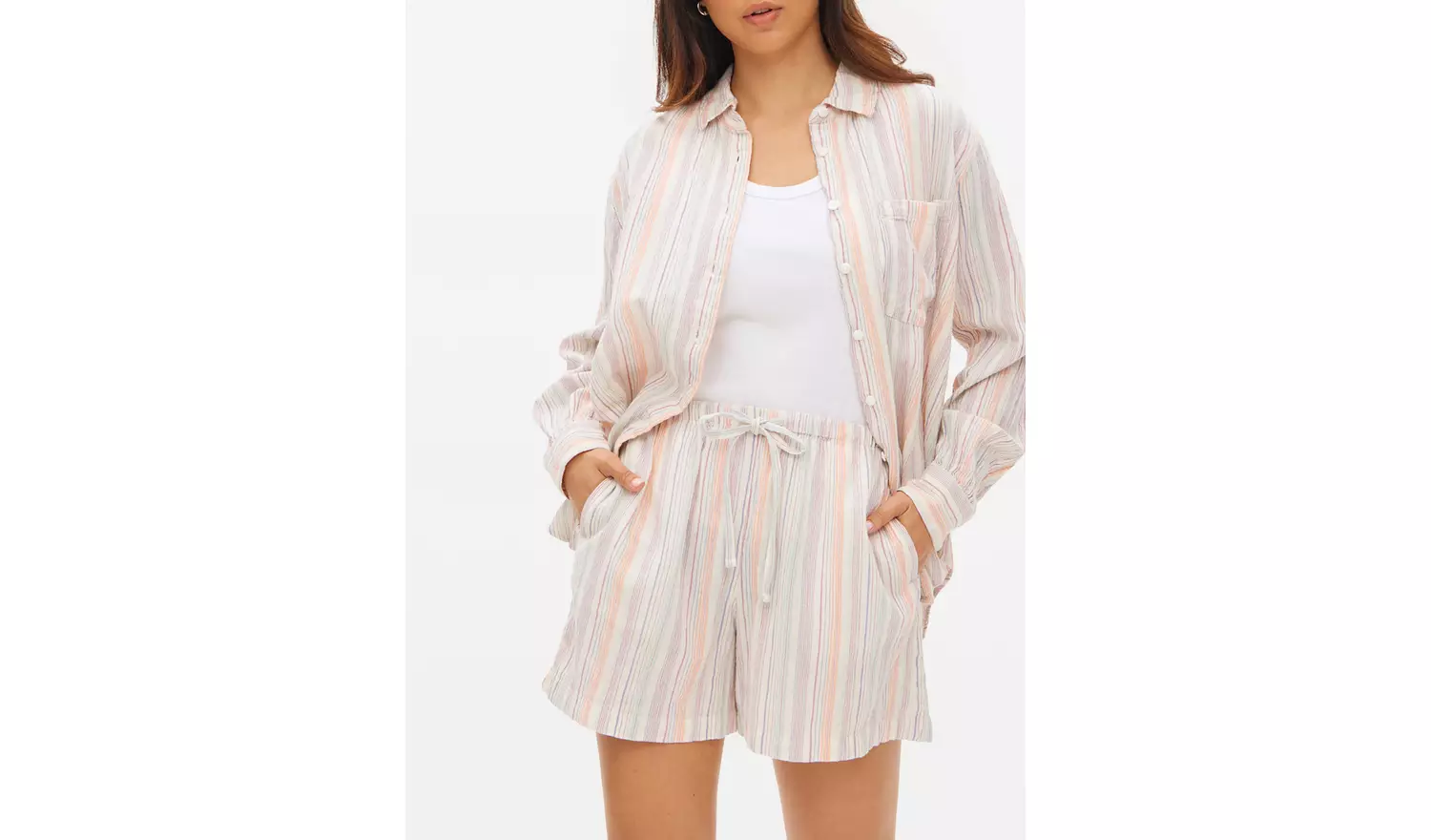 Multi Stripe Print Drawstring Co-ord Shorts 18