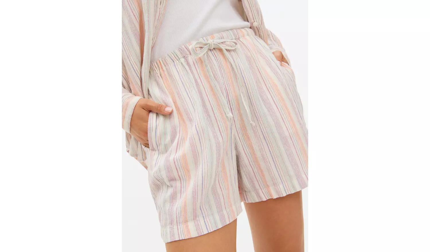Multi Stripe Print Drawstring Co-ord Shorts 18