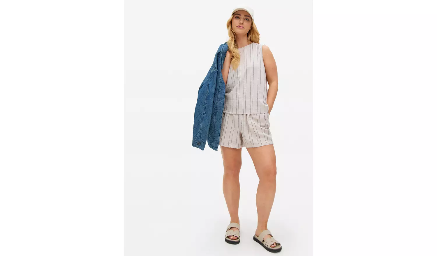 Neutral Stripe Linen Blend Co-ord Shorts10