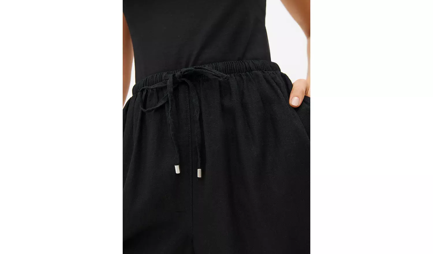 Black Co-ord Linen Shorts 12