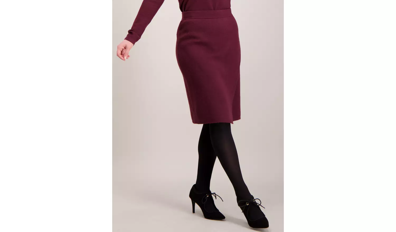 Online Exclusive PETITE Burgundy Knitted Wrap Skirt - 20