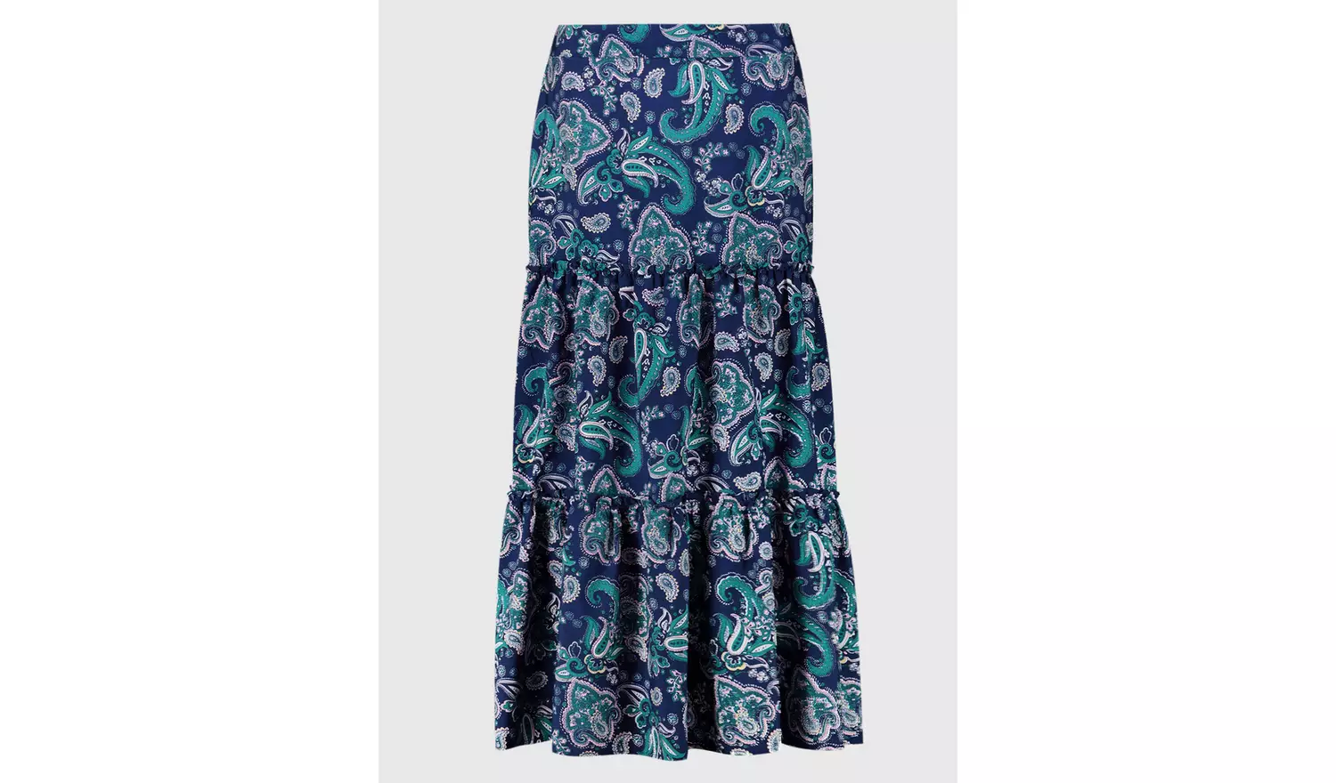 Navy Paisley Tiered Skirt - 10