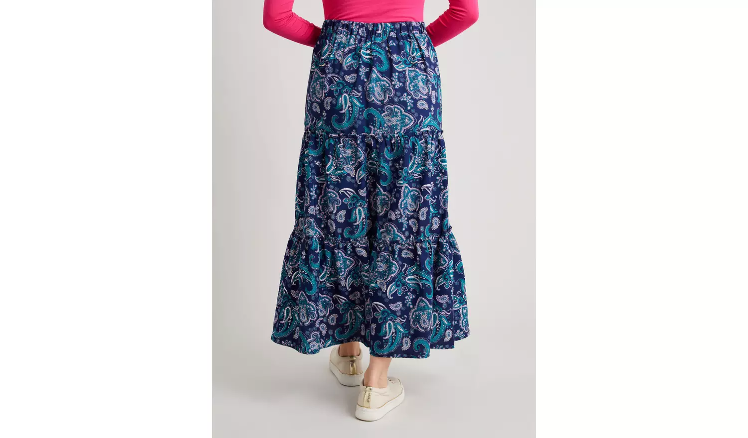 Navy Paisley Tiered Skirt - 10