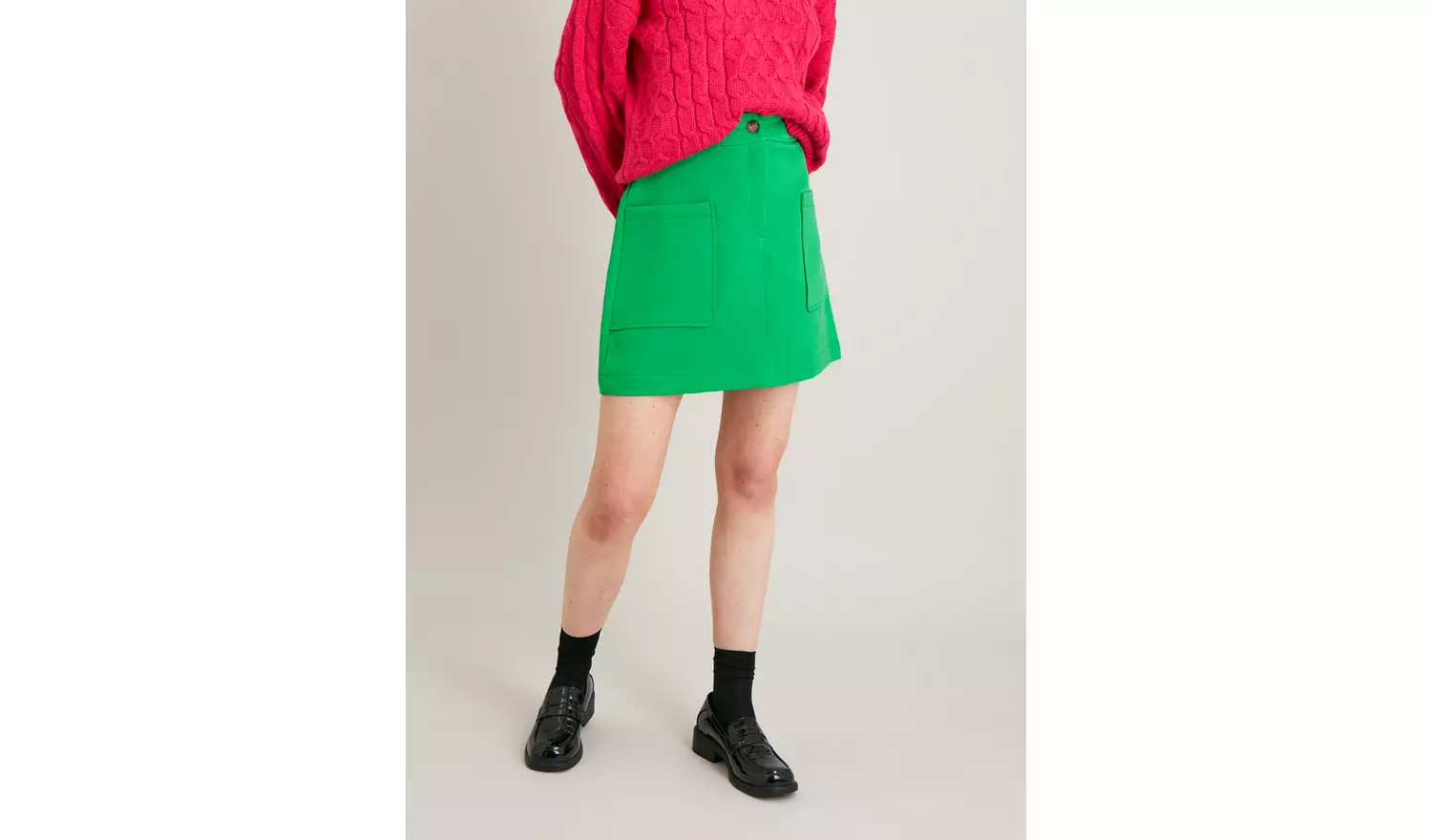 Green A-Line Mini Skirt - 10