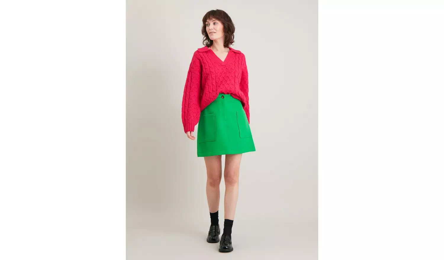 Green A-Line Mini Skirt - 16