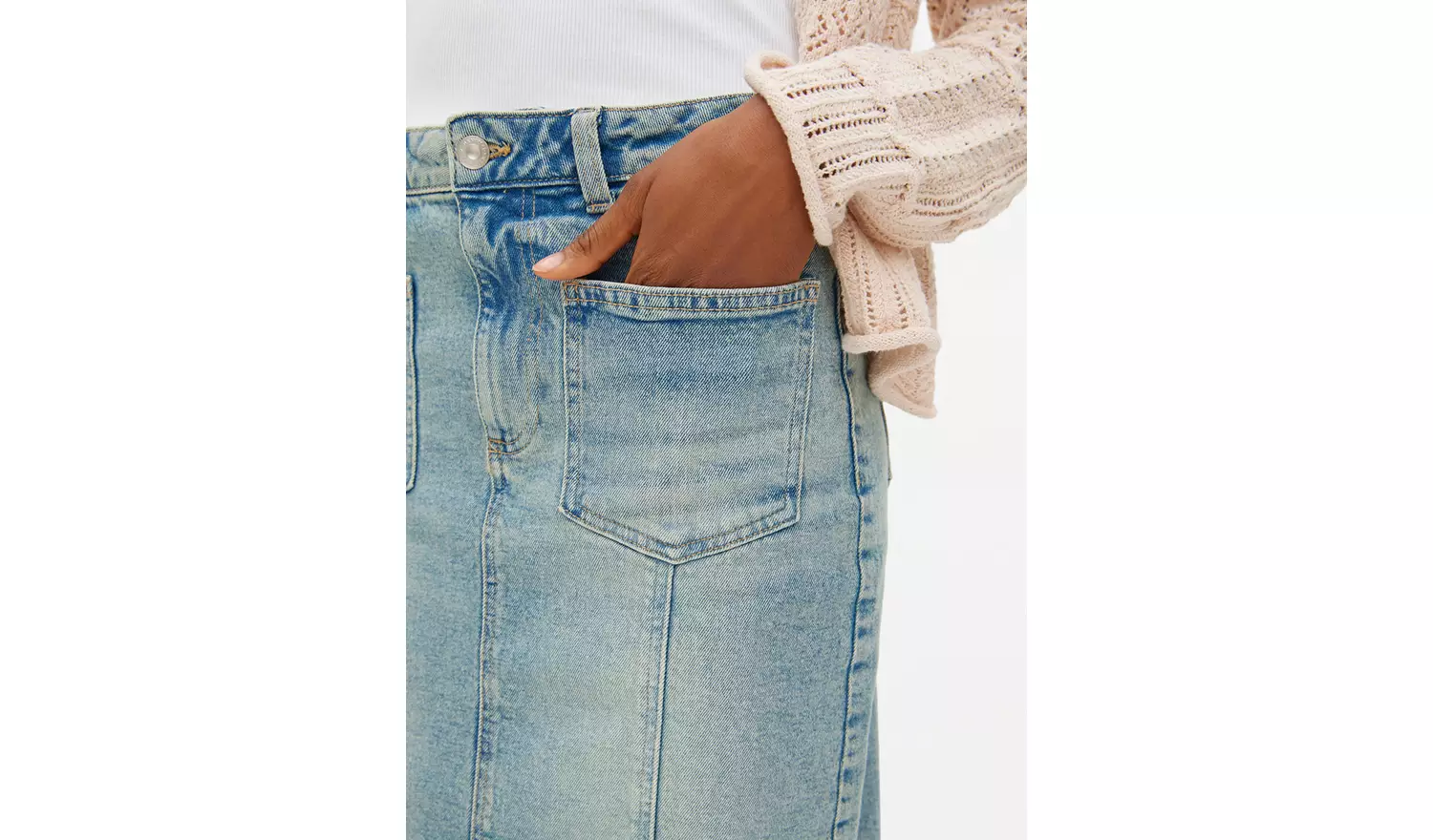 Blue Washed Seam Detail Denim Midaxi Skirt 20