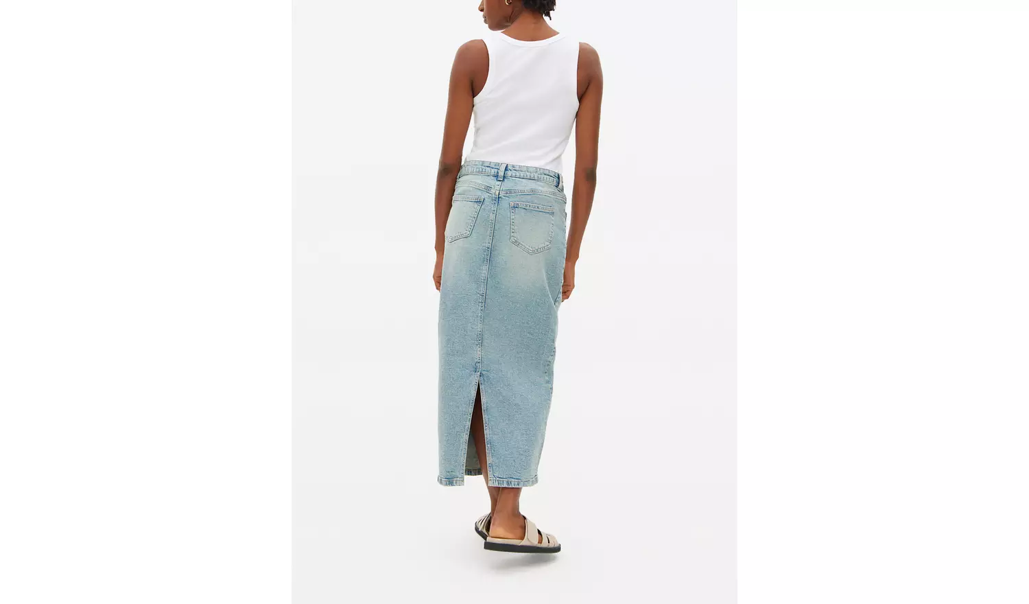 Blue Washed Seam Detail Denim Midaxi Skirt 20