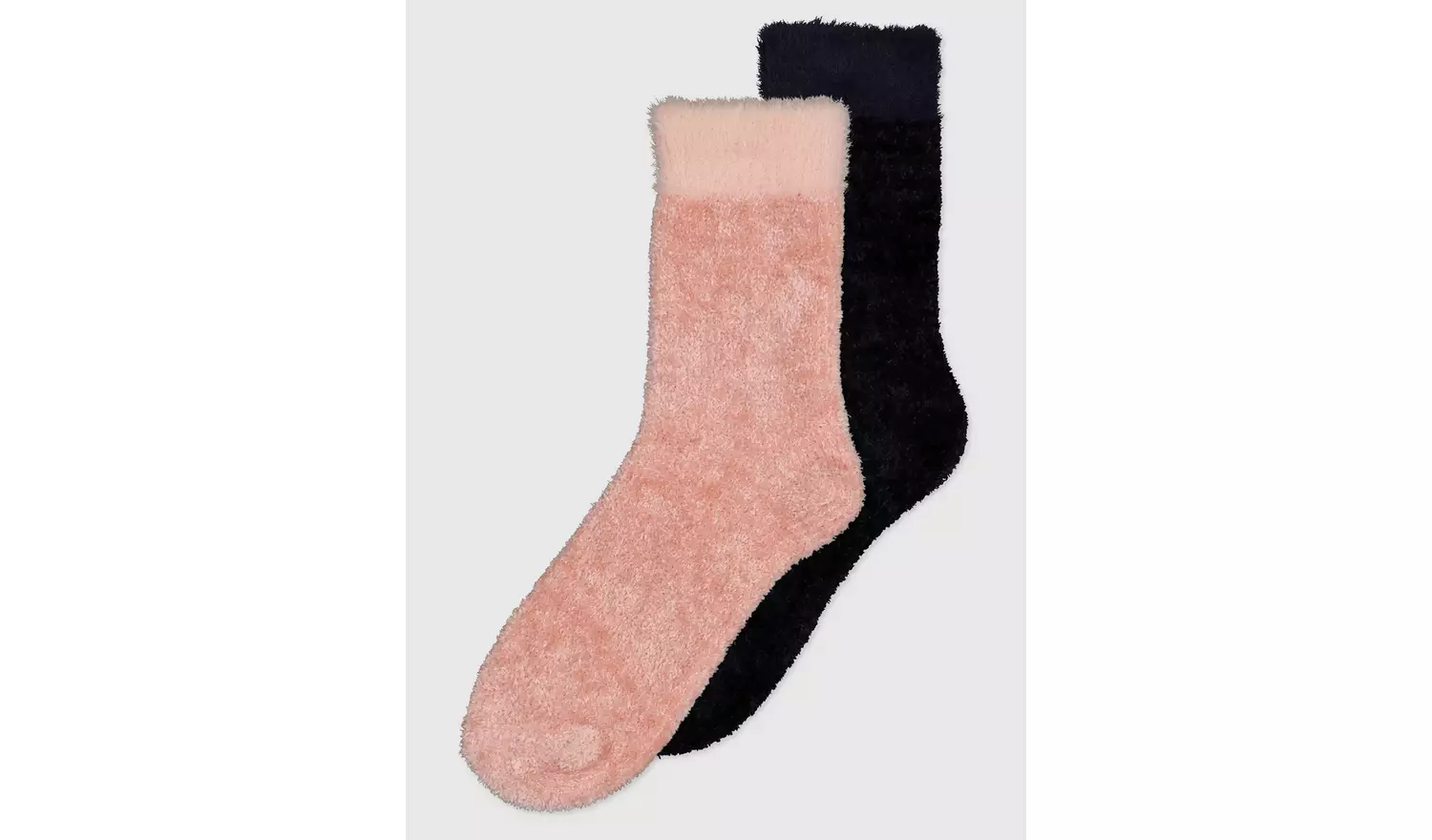 Pink & Navy Brushed Cuff Chenille Cosy Socks 2 Pack - 4-8