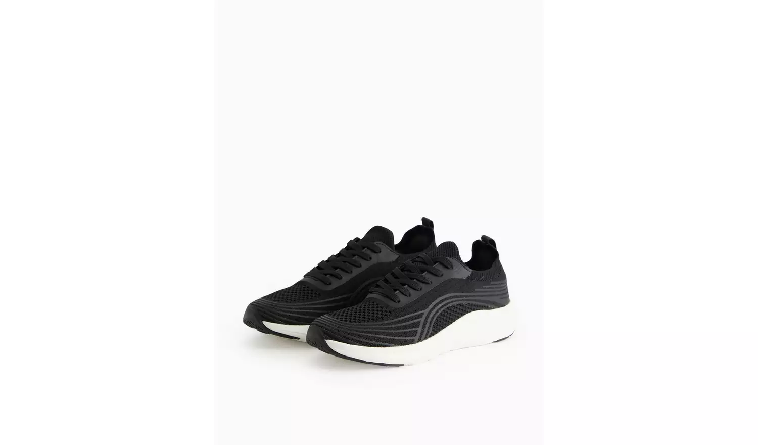 Active Black Knitted Lace-Up Trainers8