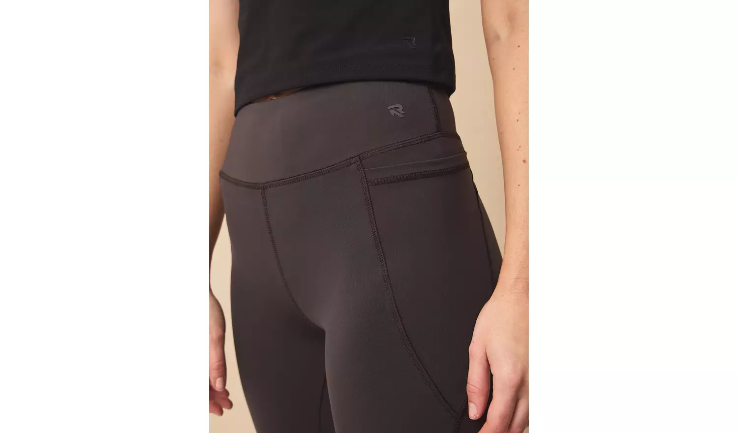 REAKTIV Grey Coin & Phone Pocket Core Leggings L