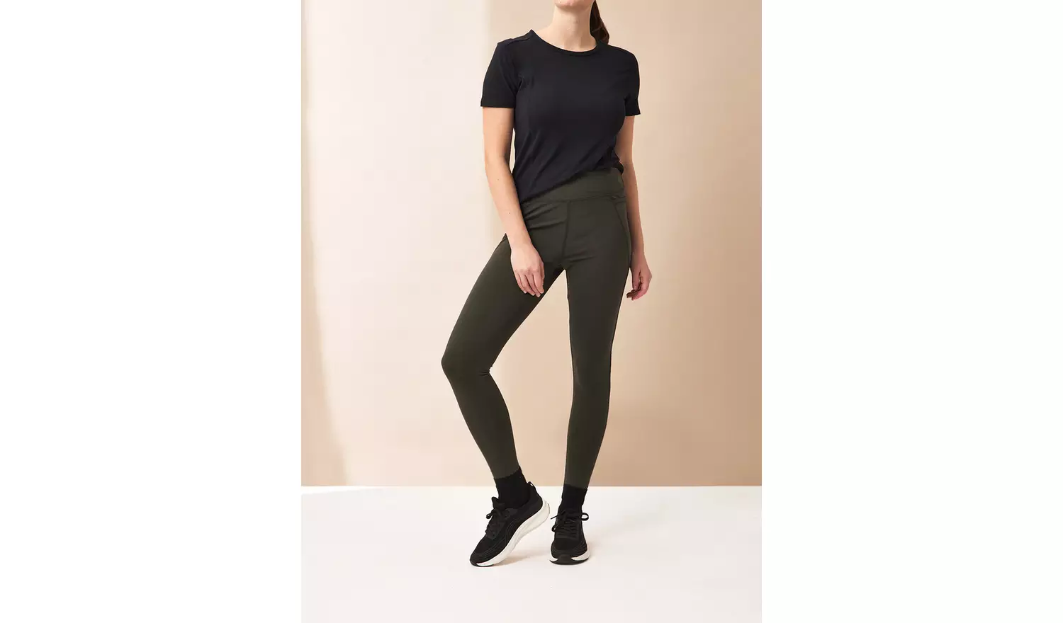 REAKTIV Khaki High Waisted Everyday Legging With Pockets XS