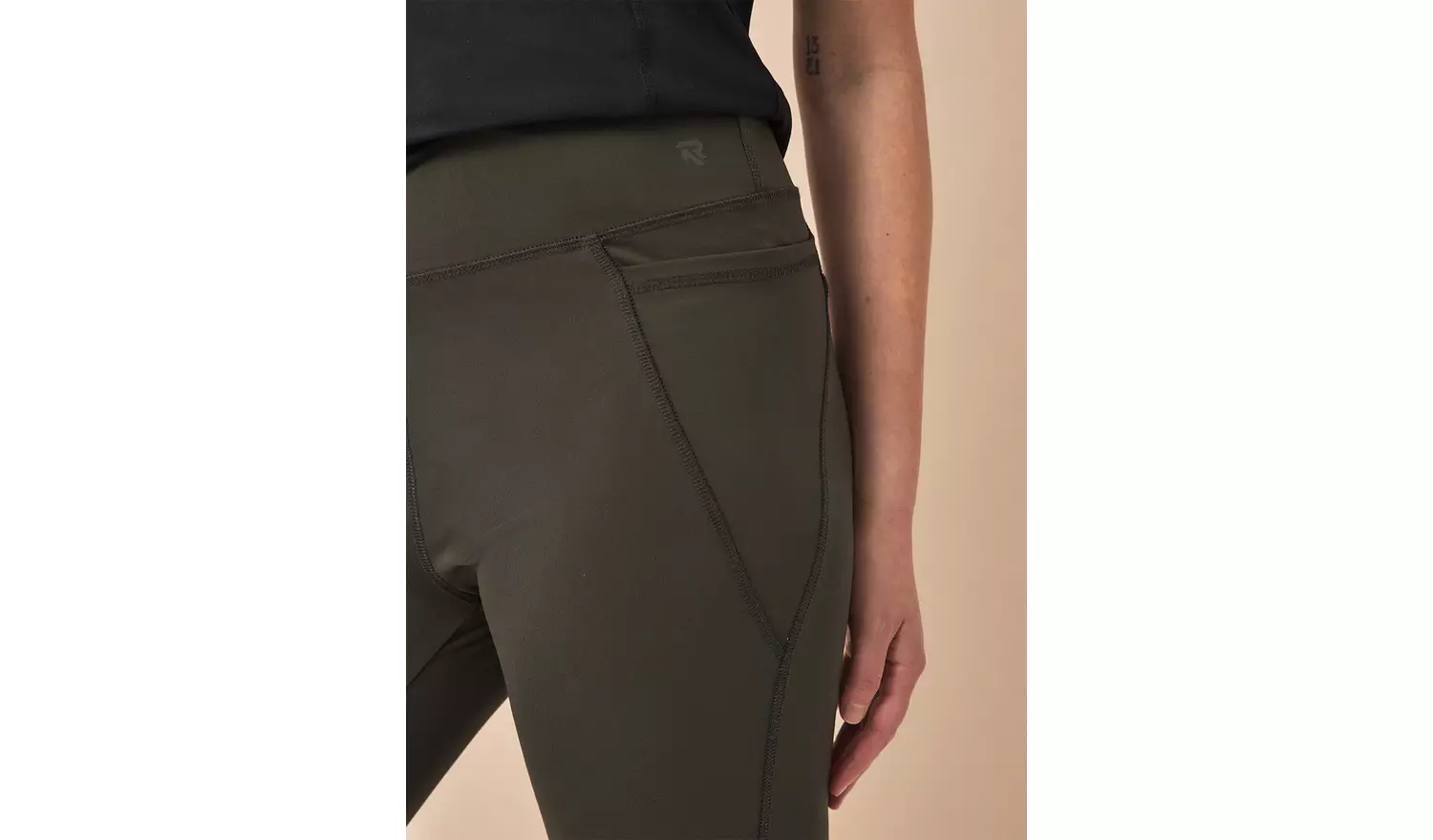 REAKTIV Khaki High Waisted Everyday Legging With Pockets XS