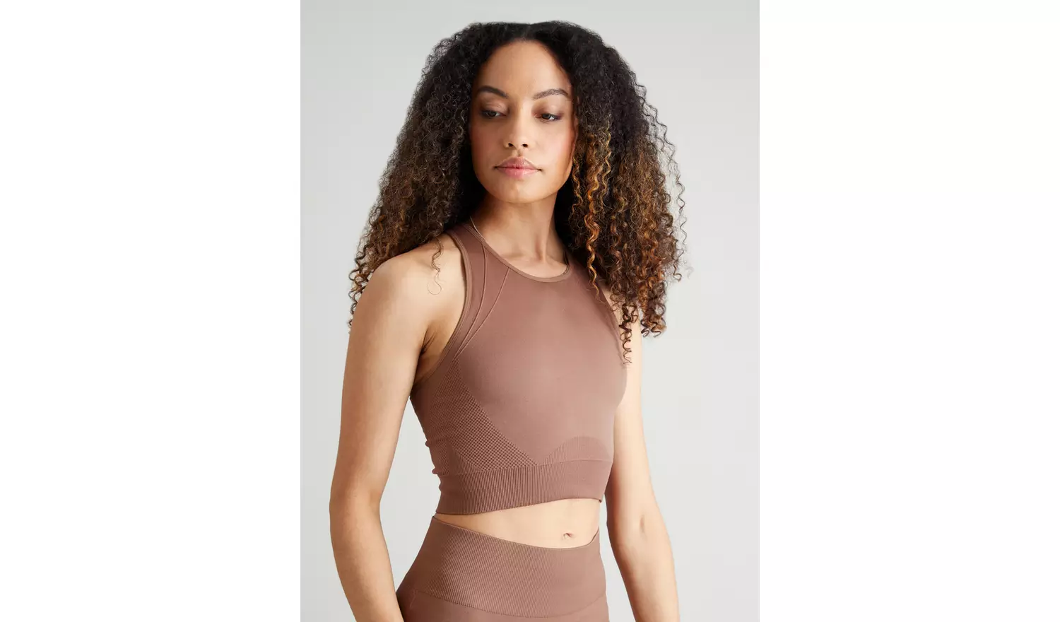 Active Brown Seamless Coord Crop Top - XL