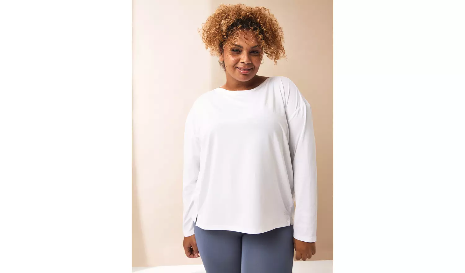 REAKTIV Optic White Soft Touch Oversized Long Sleeve Tee XL