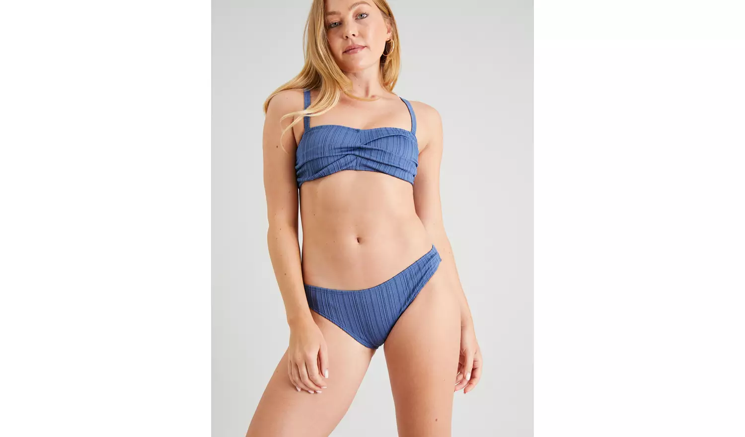 Blue Ribbed Classic Bikini Bottoms 22