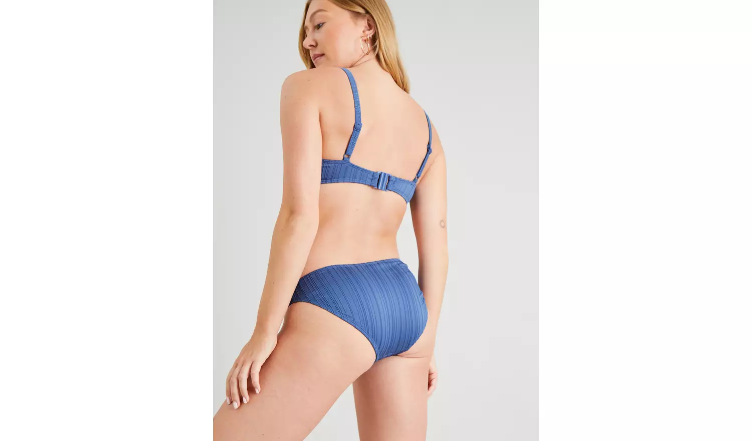 Blue Ribbed Classic Bikini Bottoms 10