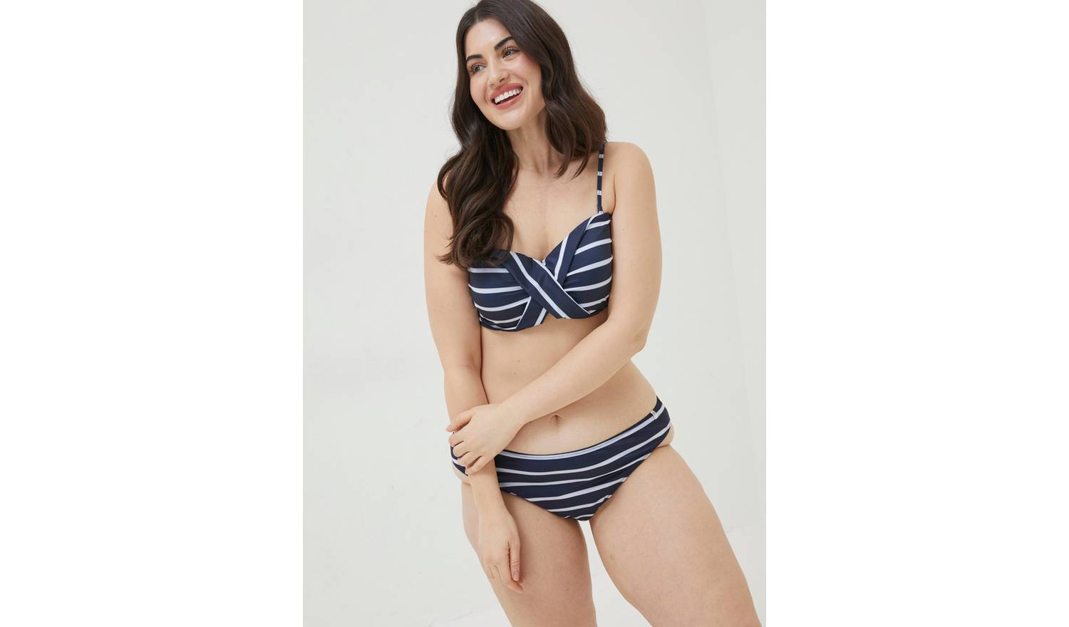 FATFACE Navy Breton Bikini Bottoms - 8