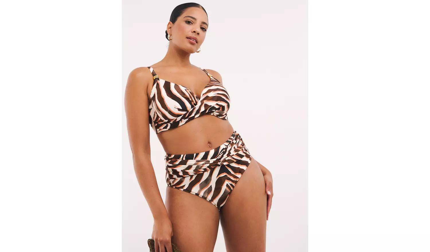 SIMPLY BE Magisculpt Twist Front High Waist Zebra Print Bikini Brief 12