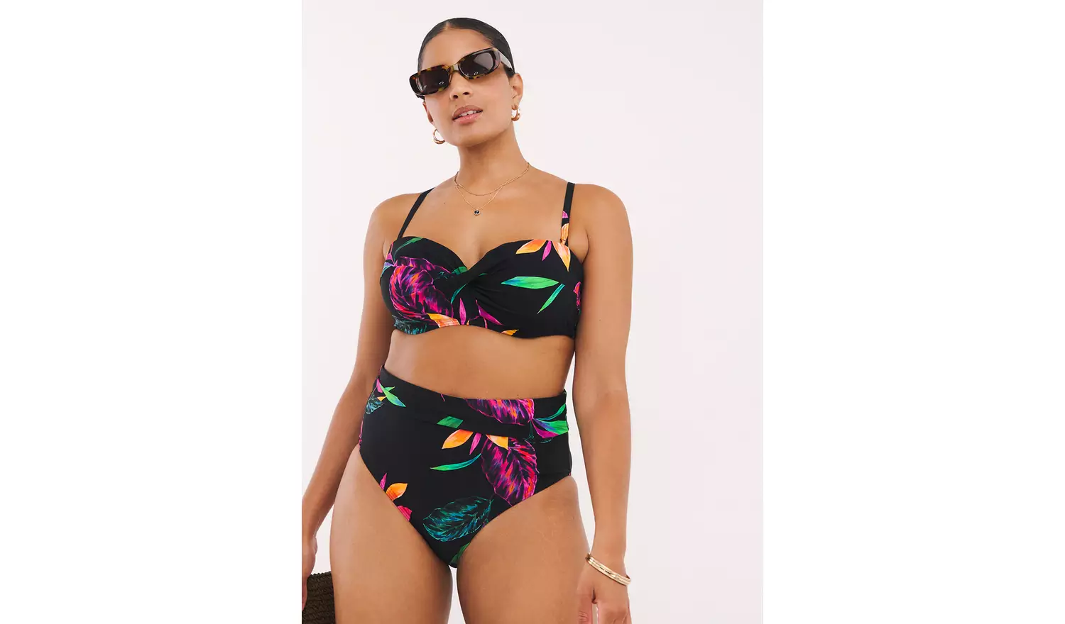 SIMPLY BE Magisculpt Fold Over Bikini Floral Print Brief 32