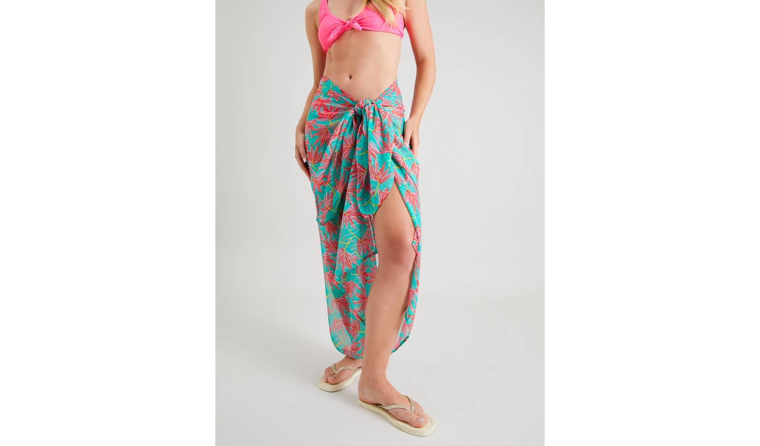 Green Tropical Floral Sarong - One Size