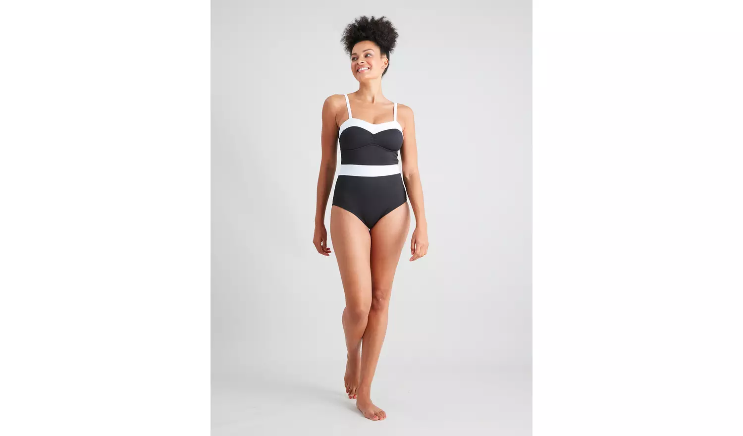 Black Colour Block Medium Control Swimsuit - 18
