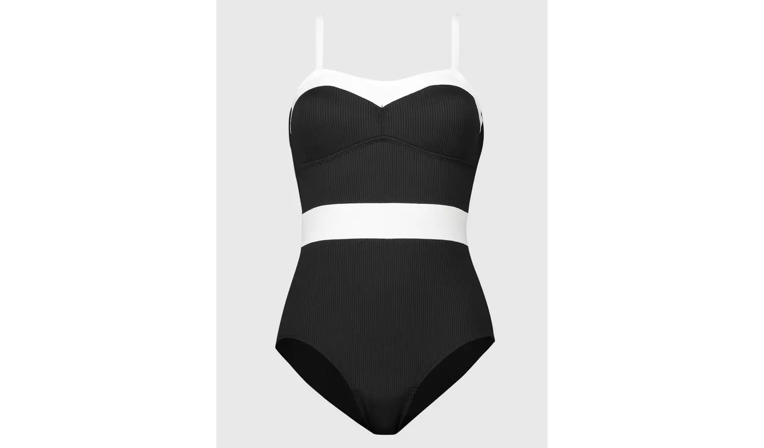 Black Colour Block Medium Control Swimsuit - 16