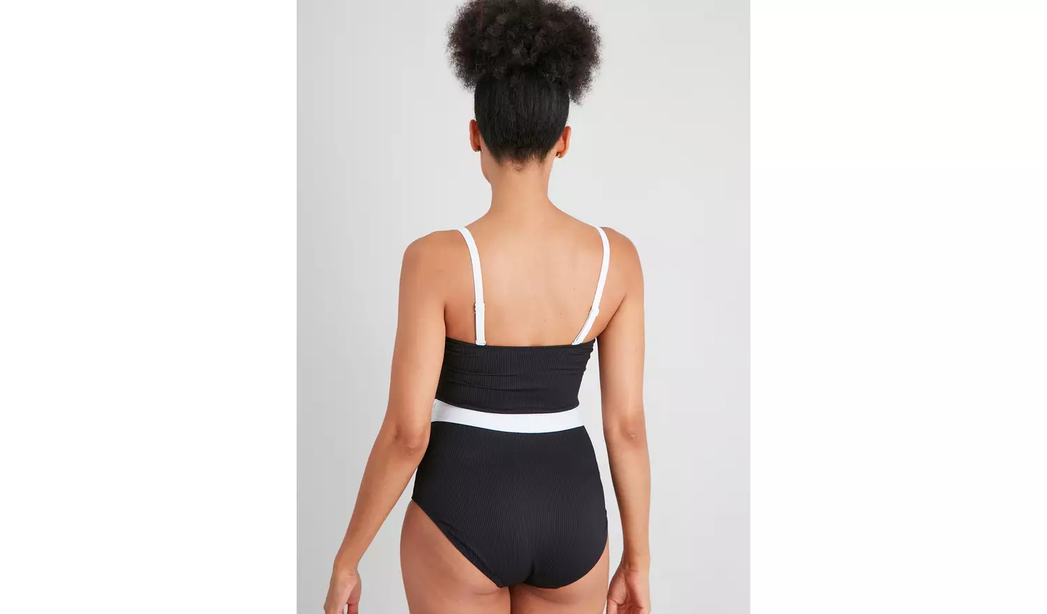 Black Colour Block Medium Control Swimsuit - 12