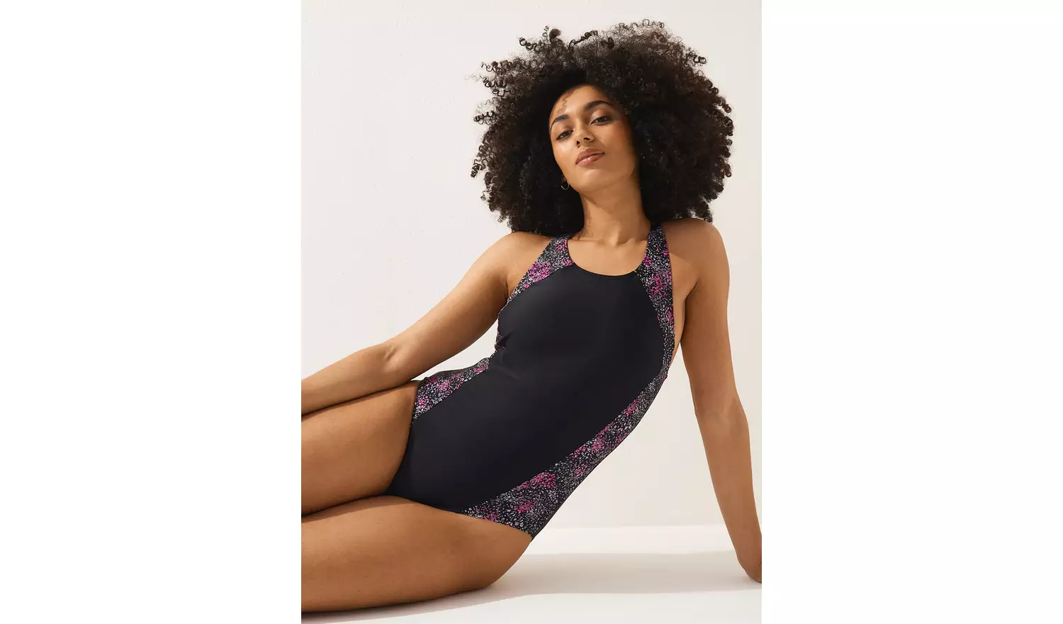 Black Animal Print Panel Sports Swimsuit6