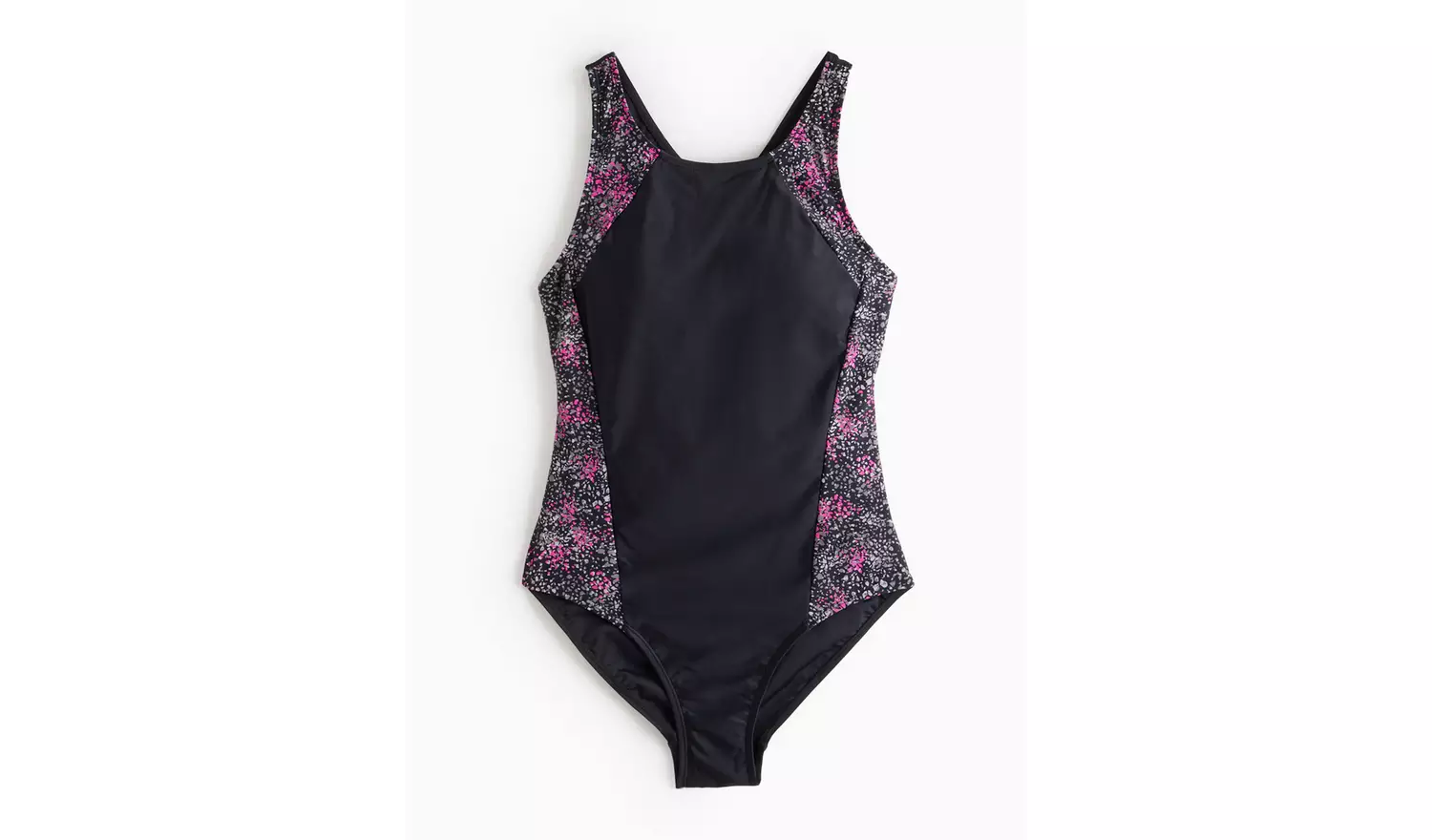 Black Animal Print Panel Sports Swimsuit26