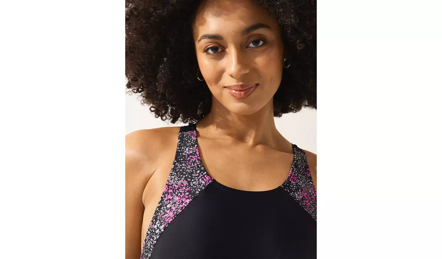Black Animal Print Panel Sports Swimsuit20