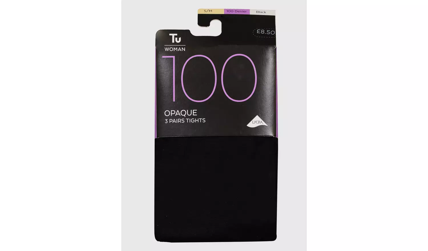 Black 100 Denier Opaque Tights 3 Pack - S/M