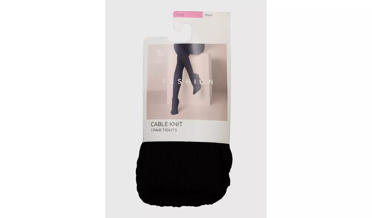 Black Cable Knit Tights - L