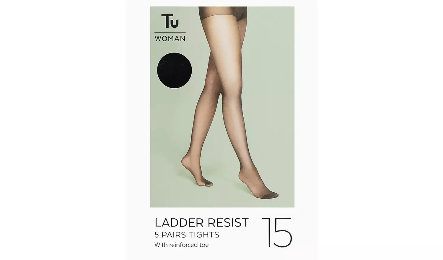 Black 15 Denier Ladder Resistant Tights 5 Pack S