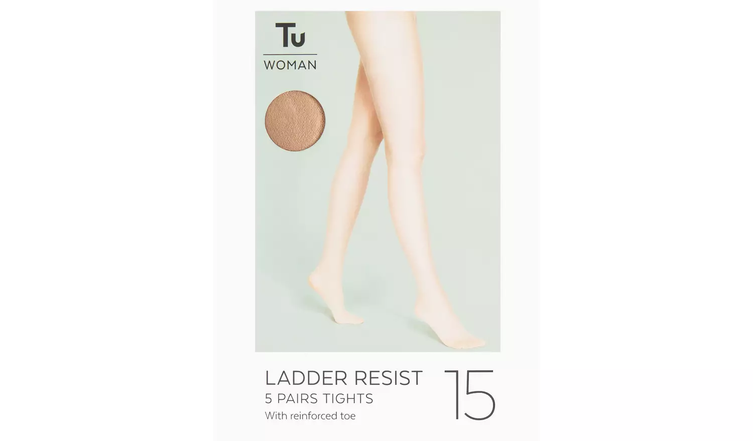 Latte Nude 15 Denier Ladder Resistant Tights 5 Pack M