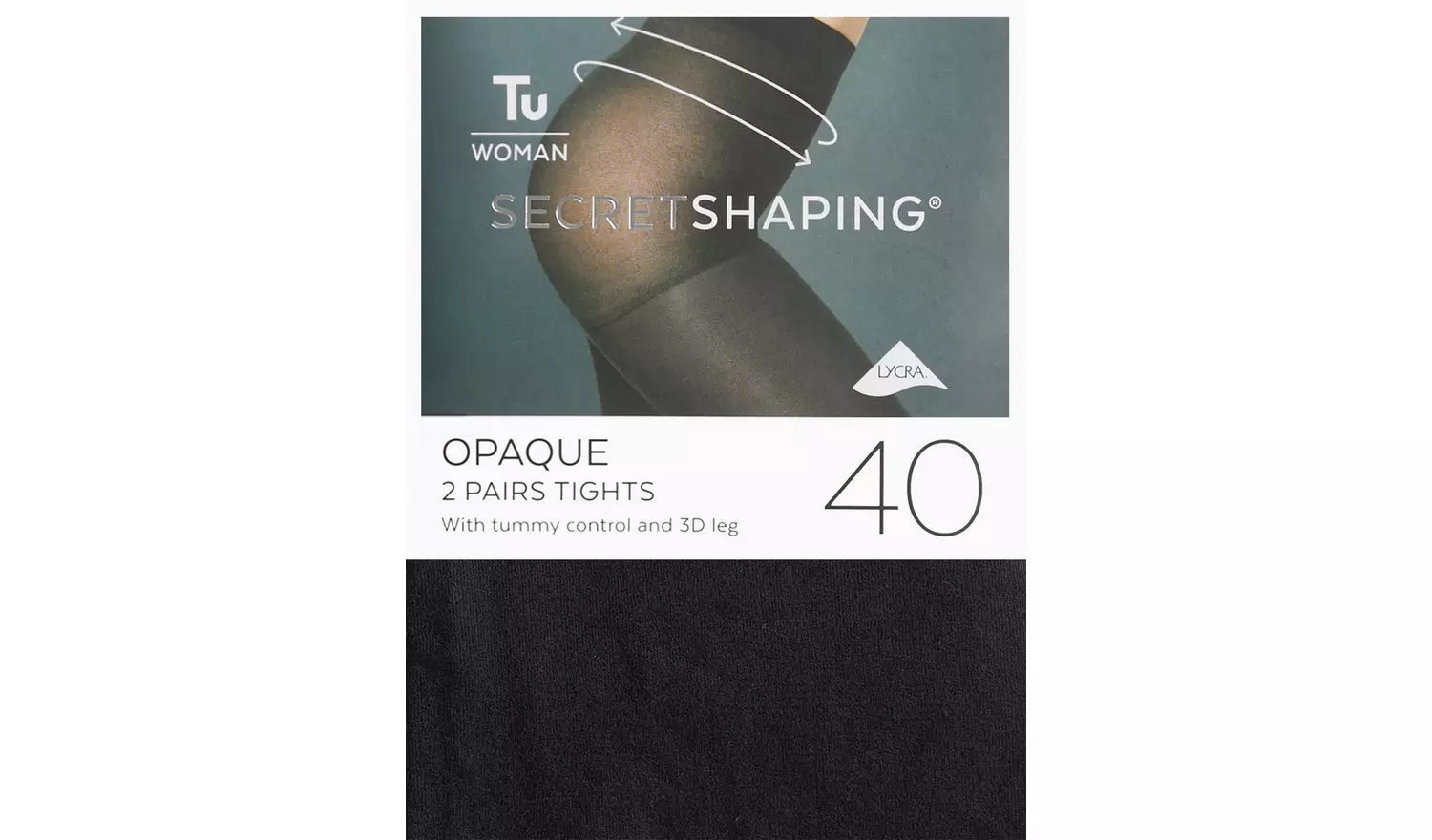 Secret Shaping Black 40 Denier Opaque Tights 2 Pack S