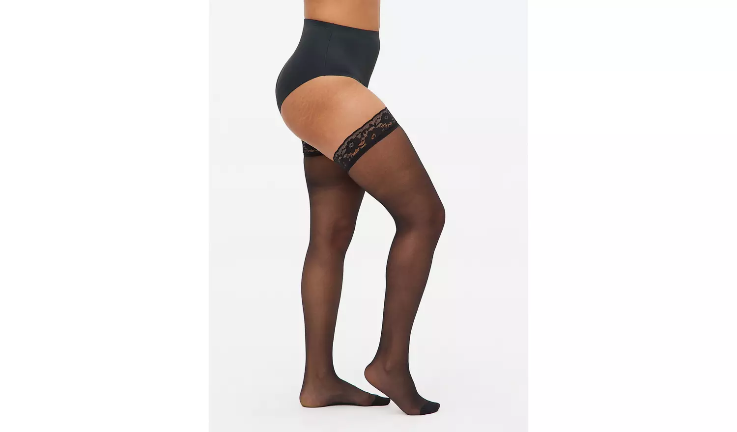 Black 15 Denier Hold Ups 2 Pack L/XL