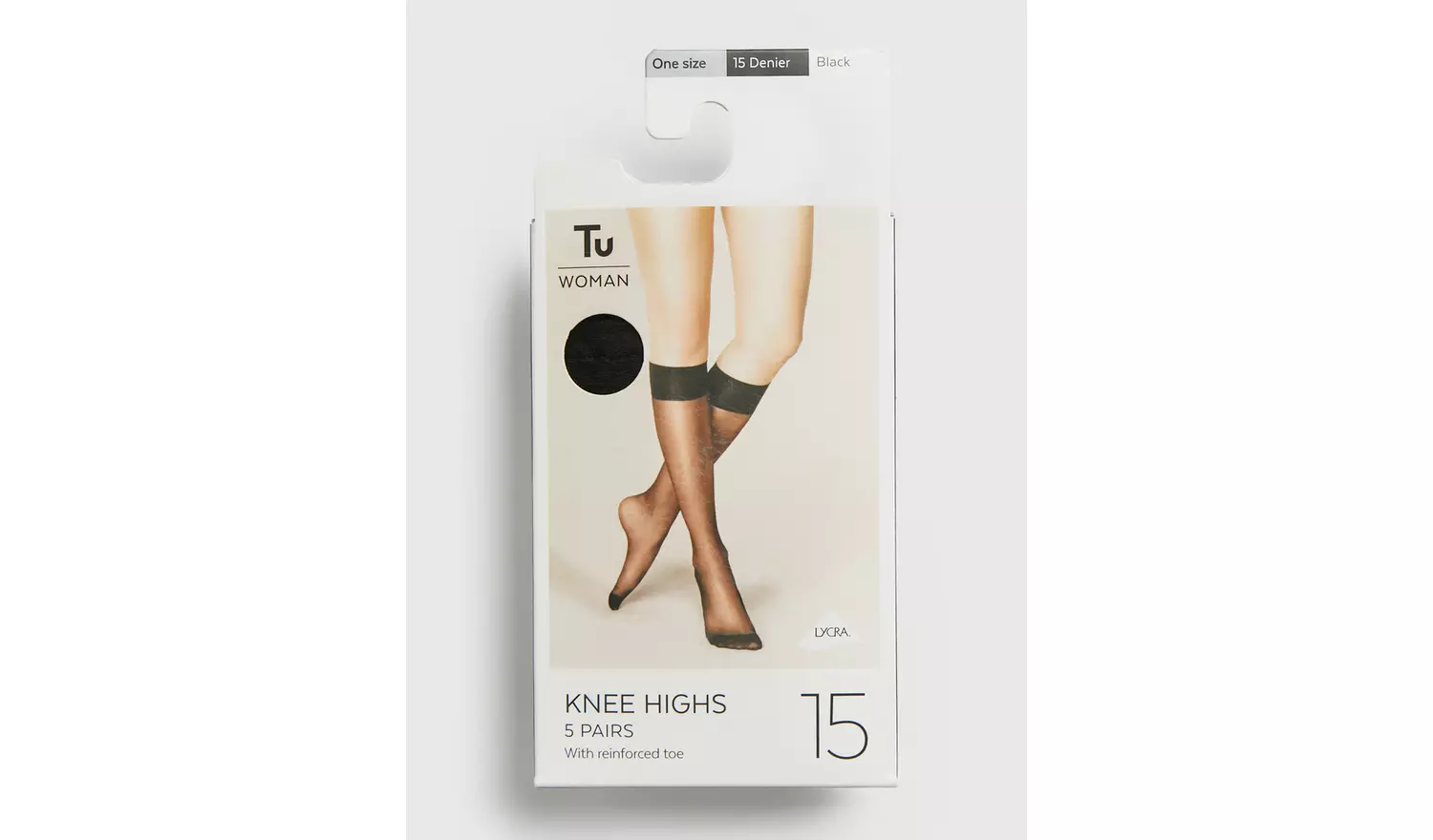 Black 15 Denier Knee High Tights 5 Pack One Size