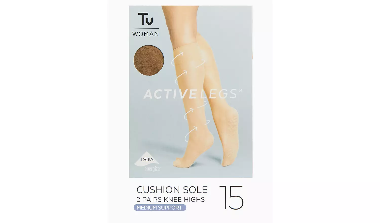 Bamboo Nude 15 Denier Medium Support Knee High Tights 2 Pack One Size