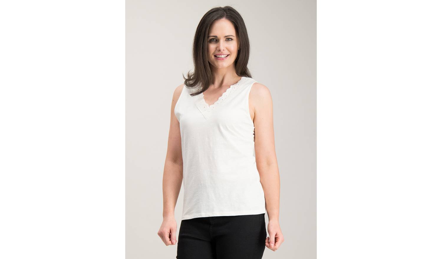 Cream Lace Trim V-Neck Vest - 6