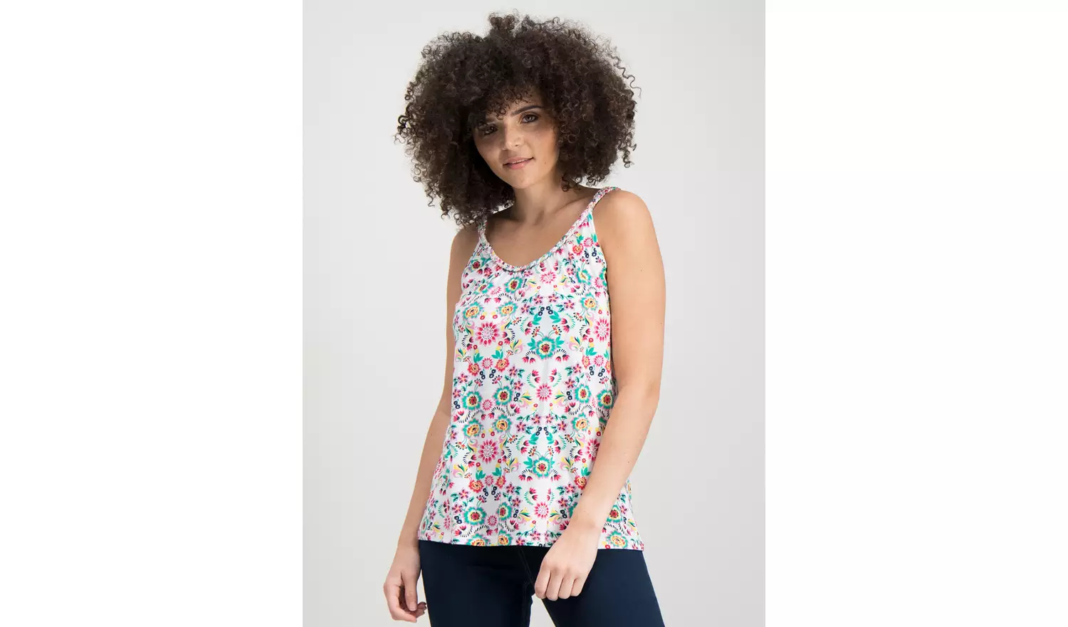 Multicoloured Floral Print Plait Detail Vest Top - 26