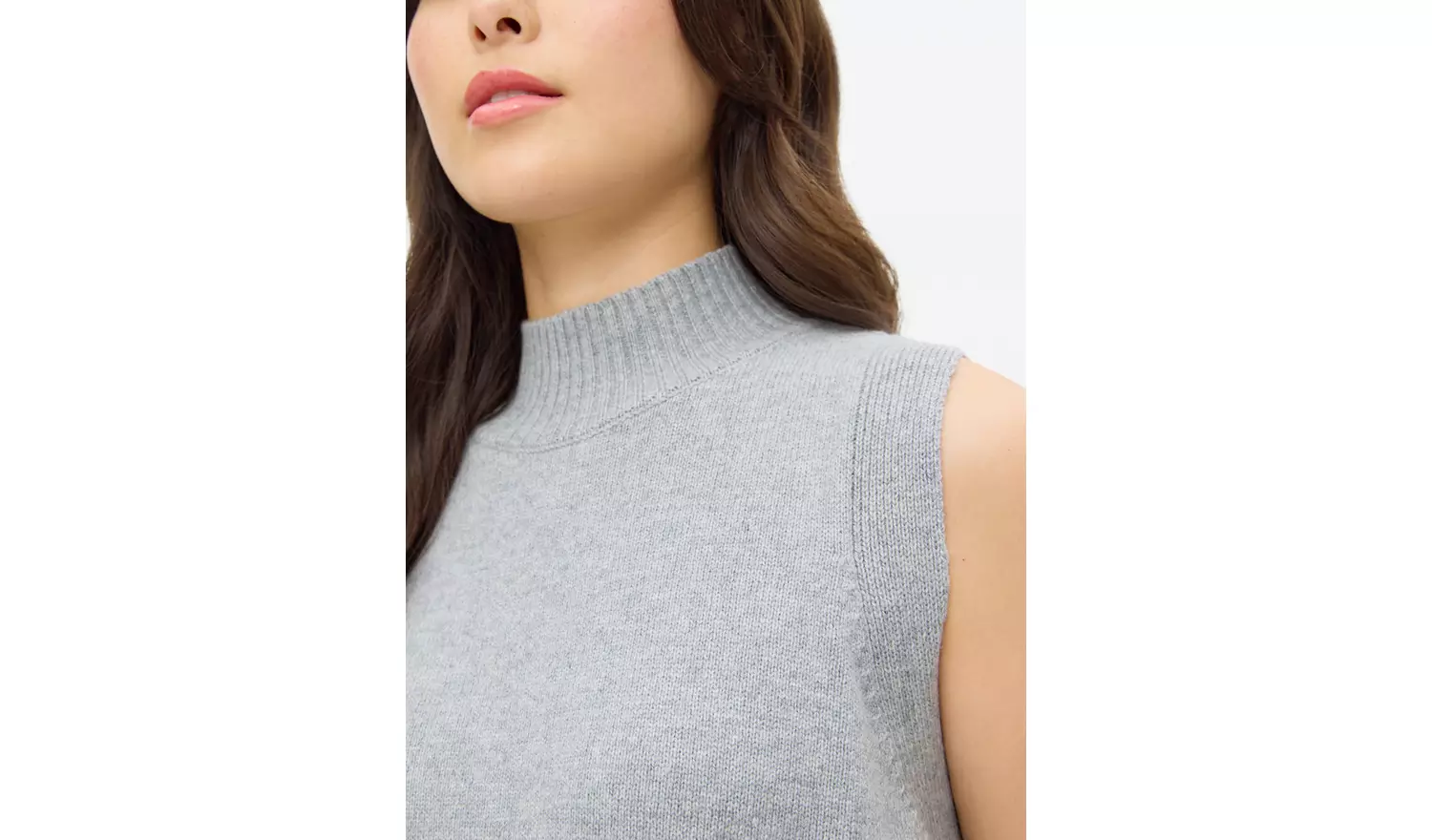 Grey High Neck Knitted Vest With Cashmere 10