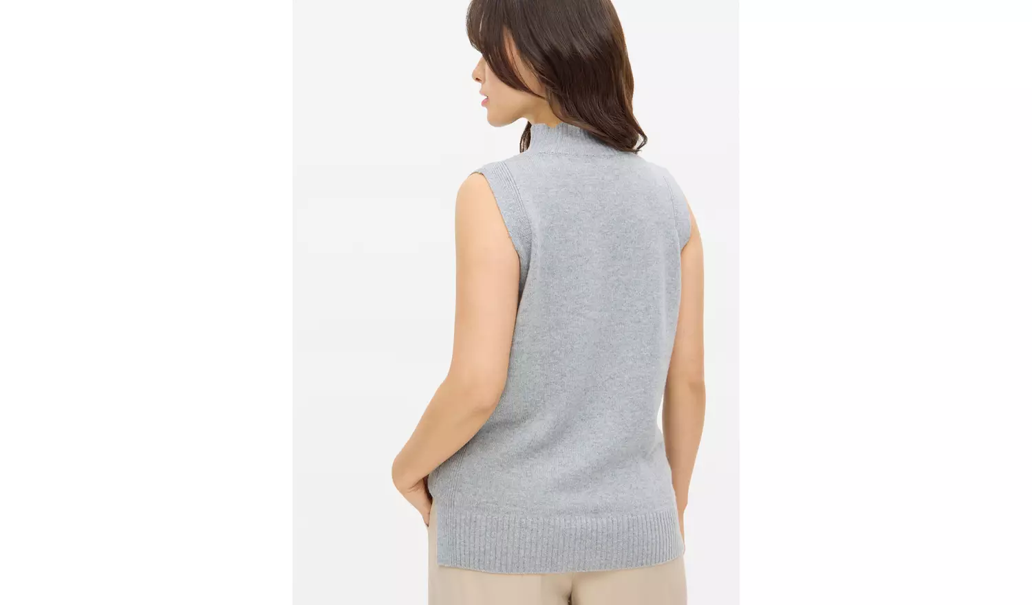 Grey High Neck Knitted Vest With Cashmere 10
