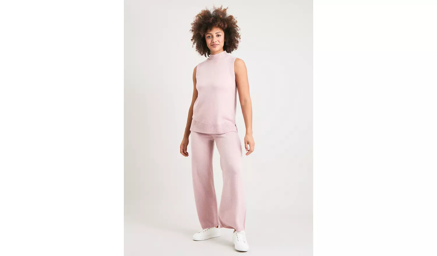 Lilac High Neck Knitted Vest With Cashmere 10