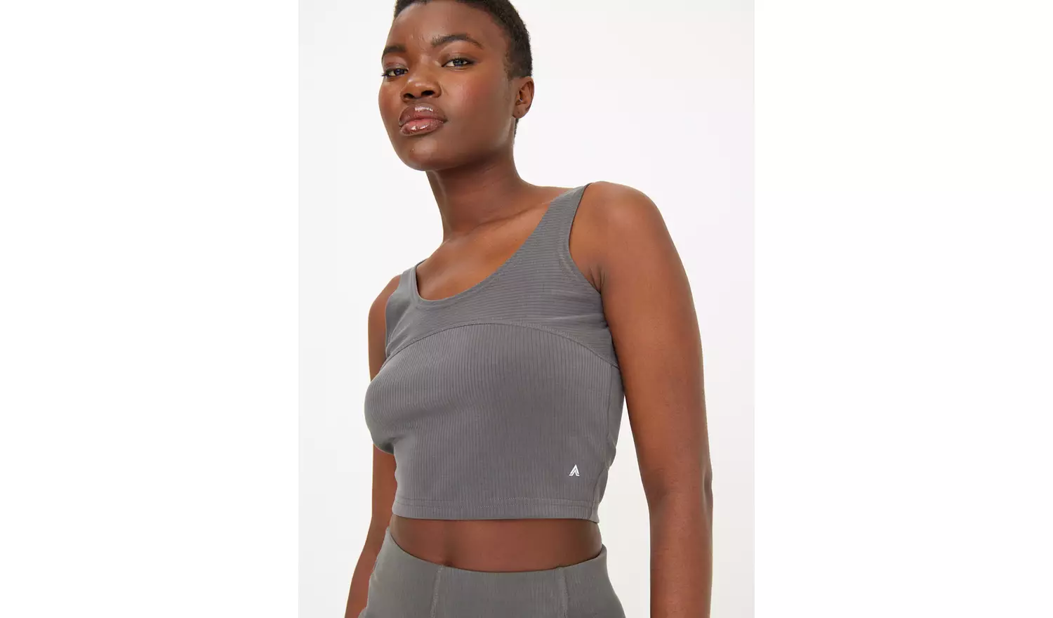 Active Charcoal Grey Ribbed Co-ord Yoga Top XXL
