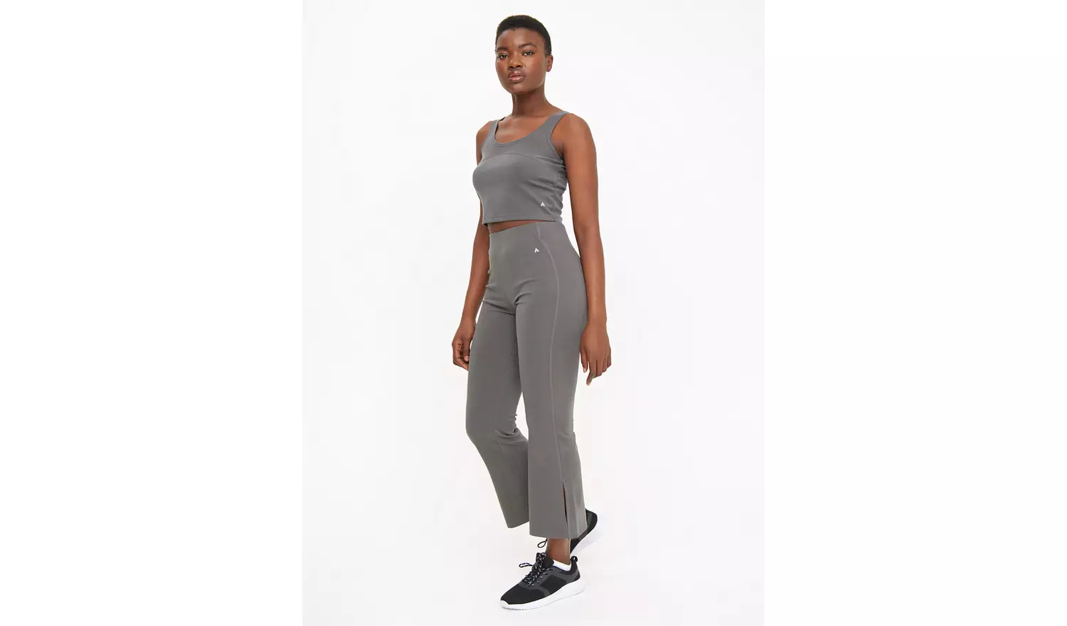 Active Charcoal Grey Ribbed Co-ord Yoga Top S
