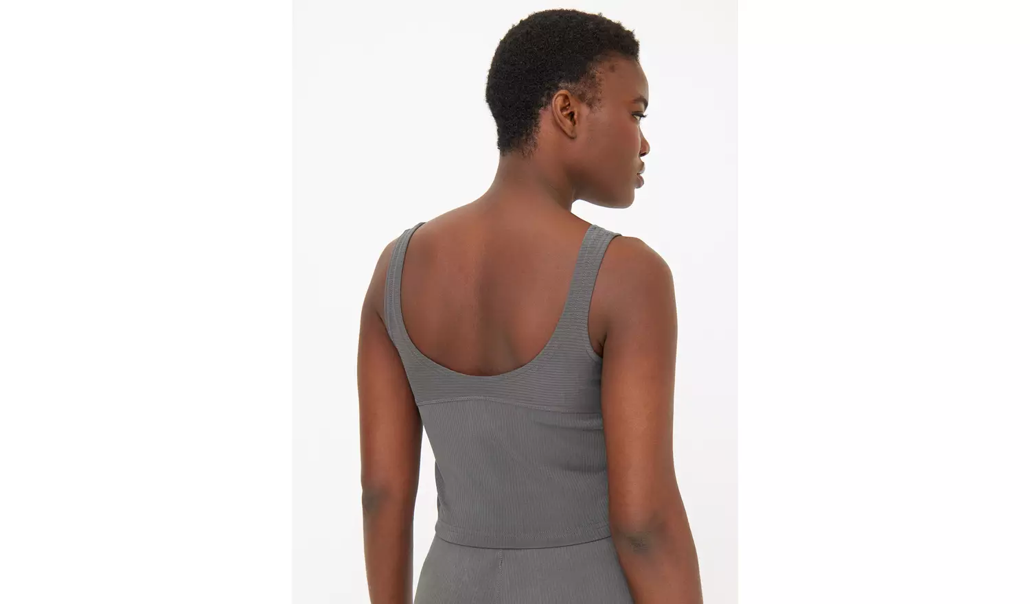 Active Charcoal Grey Ribbed Co-ord Yoga Top S