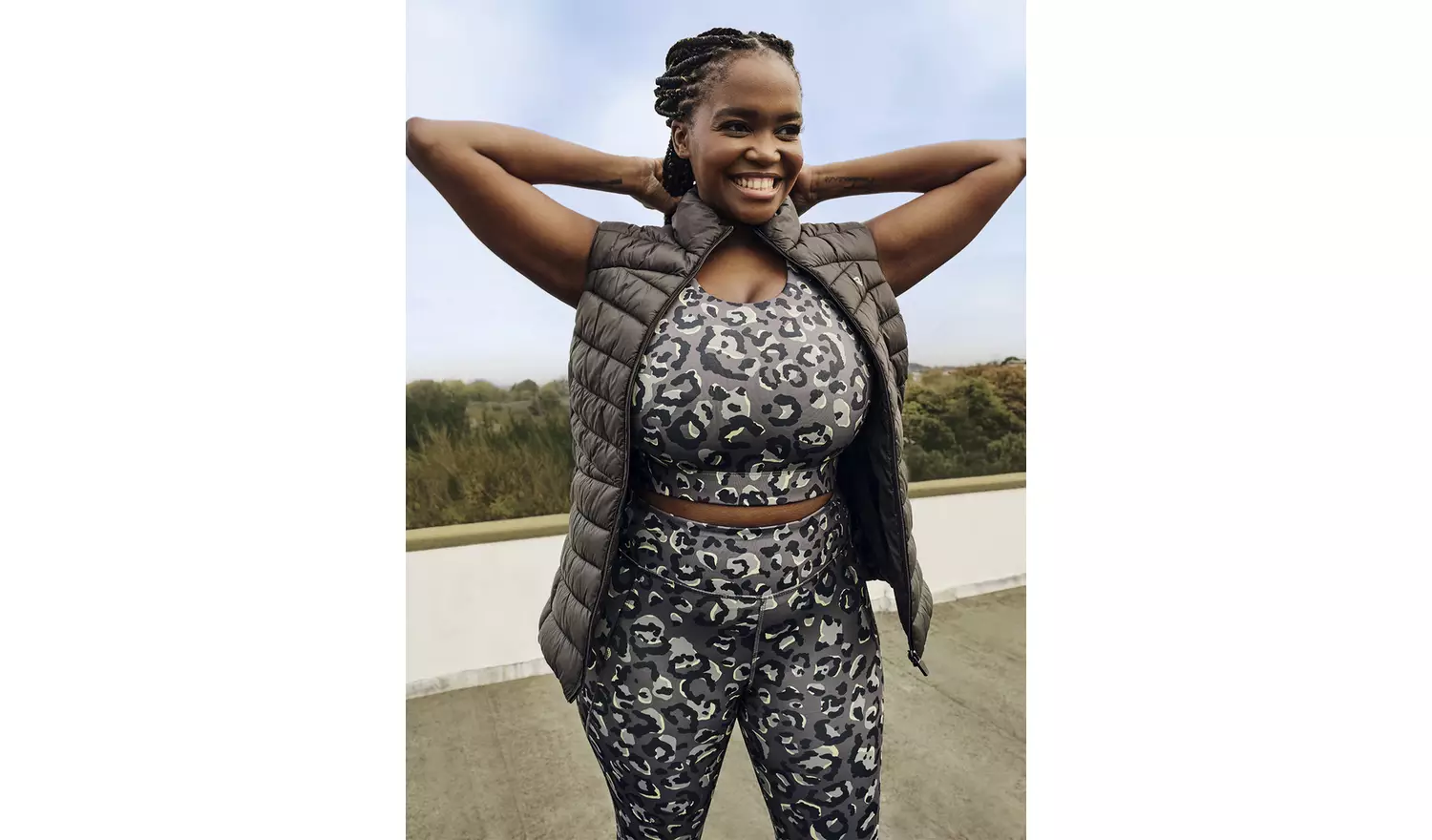 REAKTIV Bright Leopard Print Co-ord Sports Crop Top L