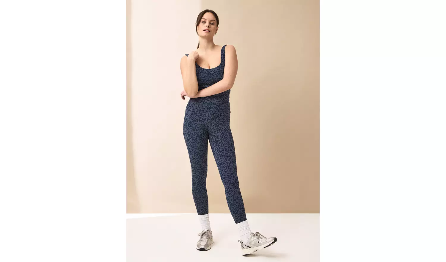 REAKTIV Built In Support Co-ord Vest Blue Leopard XS