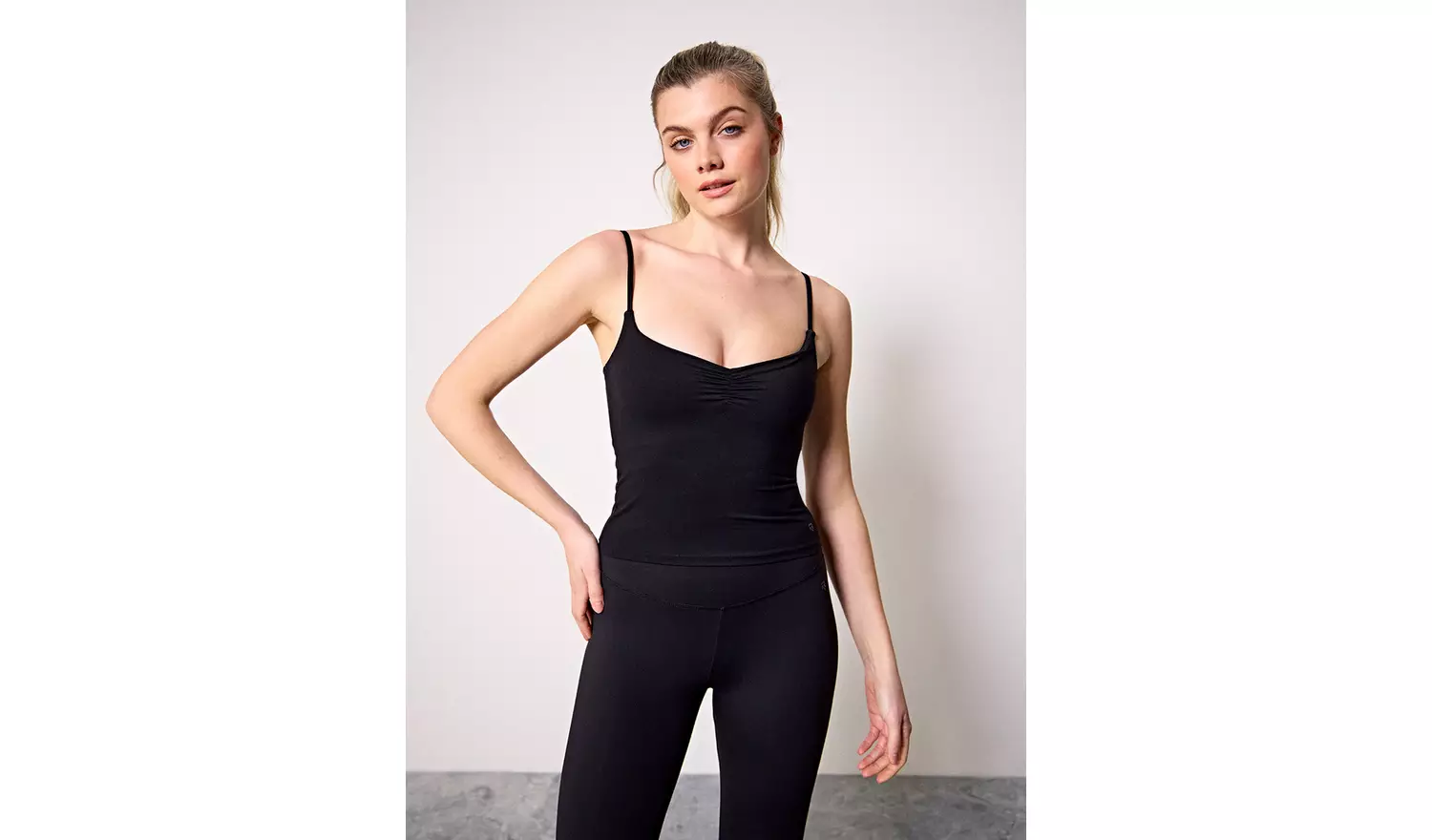 REAKTIV Black Soft Touch Yoga Ruched Detail Co-ord Vest XL