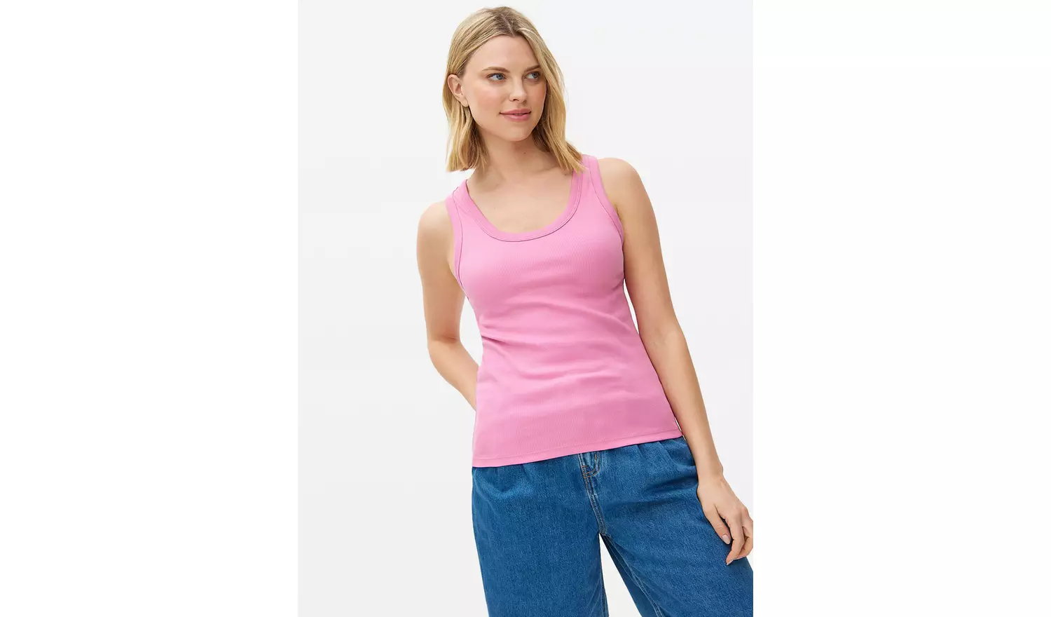 Pink Ribbed Scoop Neck Vest 24